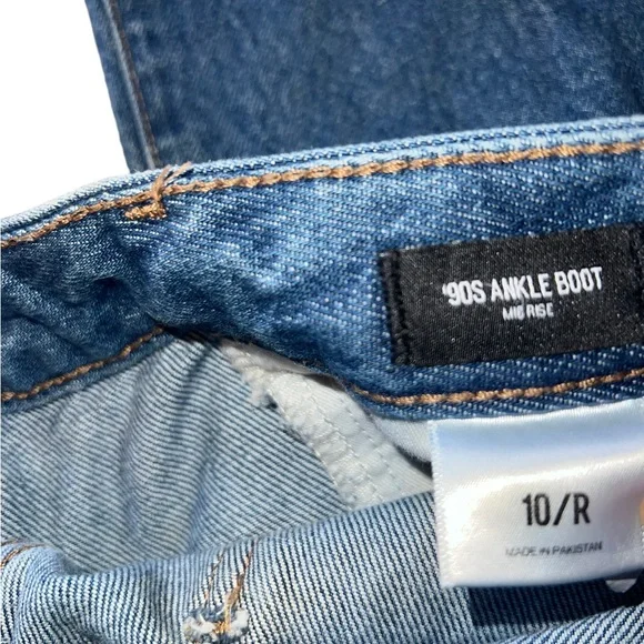 Medium Wash Ripped 90s Ankle Boot Jeans | Sz 10 Regular - Picture 6 of 7